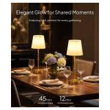 EppieBasic Cordless Table Lamp Rechargeable: Fast Charging & Long Lasting - 2700K Warm Light Vintage Gold Lamps for Women Housewife - Dinning Living Room Bedroom
