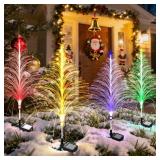 TopVelo 6 Packs Christmas Tree Solar Garden Light with Multi-Colored Change, Auto ON/Off Outdoor Yard Light, Solar Lighting for Garden, Porch, Christmas and Festival Decoration (L_Size)