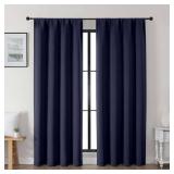 Gwine Navy Blue Blackout Curtains for Living Room 72 inches Long, Noise Reducing Room Darkening Window Treatment Curtains for Bedroom, Farmhouse Decor with Rod Pocket, Each 40\" Wx72 L,2PCS