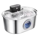 Cat Water Fountain Cordless, Stainless Steel Pet Water Fountain Wireless â 3.2L/108oz Battery Operated Automatic Water Dispenser for Cats Indoor, with Motion Sensor & Quiet Pump (4 Filter & Spong