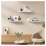 Upassion White Floating Shelves for Wall Set of 3, 16\" White Shelves for Home Decor, Frame Display Wall Mounted Floating Shelf for Living Room, Bedroom, Bathroom, Kitchen