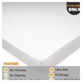 Soft Stretch Full Size Fitted Sheet Only - Jersey Knit, 4-Way Stretchy Snug Fit, Wrinkle Free & Stay in Place, No More Slipping Off for Mattress, Soft & Comfortable - White, Full