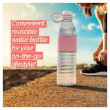 Copco Hydra 20 oz Tritan Water Bottle with Leak-Proof Lid & Textured Grip - BPA-Free, Dishwasher Safe, Easy Twist-Open for Ice & Fruit - Fits Cup Holders, Lightweight, Durable(Pink)