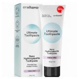 envitamin Fluoride Free Nano Hydroxyapatite Ultimate Toothpaste for Remineralizing Enamel & Sensitive Relief, Whitening, Antiplaque, SLS Free, Fresh Mint, 4 oz (1 Tube, Fresh Mint)