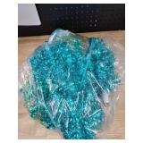 Decoway Pre-Lit Artificial Christmas Tree, 4ft Slim Tinsel Christmas Tree with Warm White LEDs, Battery Operated - Includes Stand, Fire Retardant PVC for Small Spaces, Indoor Decoration (Teal Green)