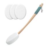 AmazerBath Lotion Applicator for Back, Feet, 4 Replacement Pads with 17\" Curved Handle, Back Sunscreen Applicator for Kids, Elderly, Women, Apply Skin Cream Medicine Moisturizer Tanner, White