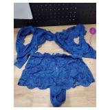 Avidlove Sexy Push Up Floral Lace Sheer Lingerie Set for Women Bra and Panty 2 Piece Blue S
