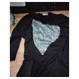 Pesion Ladies black T-shirt with sparkly heart on it size L