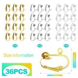 KornaDoz 36-Piece Clip-On Earring Converter Pack â Easy-Open Loop Design for Pierced/Non-Pierced Ears (Gold and Silver Tones, Secure Closure, Reusable)
