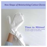 Manu&Pod Small 3 Pairs Overnight Cotton Mitten Gloves for Dry Hands, Eczema & Psoriasis l Moisturizing Gloves for Women l Wristband, White