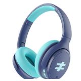 seenda Active Noise Cancelling Headphones for Kids, HEO-303 Bluetooth 5.4 60H Playtime Type C Fast Charging, 74/85/94 dB Safe Volume Limit Headset with Mic for Ipad, Airplane, Travel, Blue