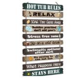 Tatuo Hot Tub Pool Patio Rules Signs Gifts Wood Funny Rules Signs Decorative Outdoor Regulations Plaque Wall Bath for Bathroom Pool Backyard Outdoor Wall Art Accessories(Modern)