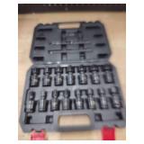 LLNDEI 3/8\" Drive Universal Impact Socket Set, 19 Pieces CR-MO Swivel Socket Set, Metric(8-22mm) Wobble Sockets 6 Point with Extension Bars, Adapter and Black Organizer