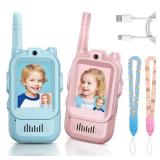 Kids Video Walkie Talkies, 2 Pack Long Range Walkie-Talkie for Kids, Rechargeable Video Call Toys for Indoor, Camping, Hiking, Travel, Christmas Birthday Gift for Boys Girls Age 3-5 (Blue/Pink)