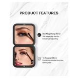 OMIRO Folding Compact Mirror, 1X/30X Magnification 3Â½â Pocket Size Square Hand Mirror for Travel Makeup (Black)