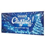 Christmas Garage Door Banner, 16 x 7ft Merry Christmas Garage Cover Large Xmas Party Background Decoration for Photography, Holiday Photo Booth Props Outdoor Hanging Decor for Winter Supplies
