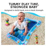 Tummy Time Water Mat â Inflatable Water Play Pad for Babies - Sensory Tummy Time Mat for Floor Play - 100% BPA-Free & Leakproof - Baby, Infants 3-12 Months â PAC2 - Blue - Avec Maman
