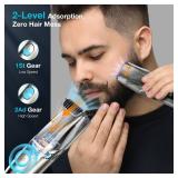 VivaEase Vacuum Beard Trimmer for Men, New Version Adjustable Precision Trimming Length with 2 Comb, Electric Cordless Vacuum Trimmer for Beard, Waterproof and Rinses Easy, Blades for Skin fit