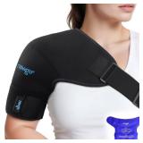 NEWGO Shoulder Ice Pack Wrap, Ice Shoulder Brace for Rotator Cuff and Arm, 3D Gel Cold Compression Sleeve for Injuries Reusable, Instant Cold Compress Wrap for Surgery Recovery & Shoulder Discomfort