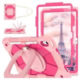 WESOROL Case for iPad (A16) 11th Generation 11 Inch (2025) iPad 10th Generation 10.9 Inch (2022),Full-Body Drop Protection i Pad Case 10th Gen with Rotating Stand Screen Protector Pencil Holder,Rose