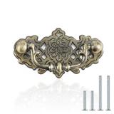 EZRENOVA 10 Pack Vintage Bronze Cabinet Pulls - Zinc Alloy Ornamental Handles with Floral Cutout Design, 52mm (2.05\") Hole Center for Wood Cabinets/Wardrobes/Drawers (Includes Mounting Screws)â