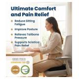 Everlasting Comfort Doctor Recommended Memory Foam Seat Cushion for Office Chairs & Car - Ergonomic Office Desk Accessories - Cushions for Tailbone Pain Relief, Sciatica (Black, Large)