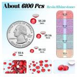 6100Pcs Resin Red Rhinestones for Bedazzling with 2Pcs 10ml B7000 Jewelry Glue, 1 Box Flatback Gems Crystals Diamonds for Makeup Crafting Nail Art