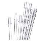 Dakoufish 7 Inch Clear Reusable Plastic Drinking Straws for 10 oz & 12 oz Short Mini Jar/Tumbler,Set of 12 Straws with Cleaning Brush (7inch, Clear)
