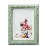 Wontree 5x7 Picture Frame, Shinning Gold Swirls Against Sage-like Green, Resin Frame with Real Glass, Display 5x7 Photos Matted to 4x6, Vertical and Horizontal Desk Tabletop or Wall Hanging