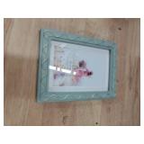 Wontree 5x7 Picture Frame, Shinning Gold Swirls Against Sage-like Green, Resin Frame with Real Glass, Display 5x7 Photos Matted to 4x6, Vertical and Horizontal Desk Tabletop or Wall Hanging