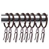 Hotop 30 Pcs Metal Drapery Curtain Rings 0.98/1.26/1.65 inch Interior Diameter and 30 Pcs Hanging Curtain Drapery Pin Hooks for Window Door Shower(Brown,32 mm)