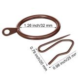 Hotop 30 Pcs Metal Drapery Curtain Rings 0.98/1.26/1.65 inch Interior Diameter and 30 Pcs Hanging Curtain Drapery Pin Hooks for Window Door Shower(Brown,32 mm)