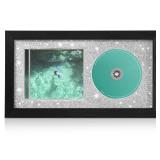 TAYRTVO CD Display Frame for CD Case and Discs with Solid Wood, Wall Mounted and Desktop Signed CD Display Frame, Glitter Shining Black Style, 7.9\"x14.3\"