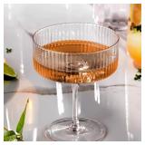 Montex 6 Pcs Ribbed Coupe Glasses, 10 oz Martini Glasses, Classic Vintage Cocktail Galssware, Pefect for Cocktail, Champagne and Gift