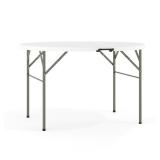 Flash Furniture Freeman 4-Foot Round Bi-Fold Granite White Plastic Banquet and Event Folding Table with Carrying Handle