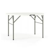 Flash Furniture Freeman 4-Foot Round Bi-Fold Granite White Plastic Banquet and Event Folding Table with Carrying Handle