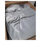Bedsure GentleSoft Sherpa Fleece Blanket Queen Size for Bed, Non-Heated, Thick and Warm Throw for Women and Men, Soft Fuzzy Plush Queen Blanket for Winter, Light Grey, 90x90 Inches