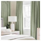 MIULEE Linen Texture Curtains for Bedroom Solid 100% Blackout Thermal Insulated Sage Green Curtains Grommet Room Darkening Curtains/Draperies for Living Room Nursery 52x84 Inch (2 Panels)
