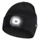 Etsfmoa Unisex Beanie with The Light Gifts for Men Dad Father USB Rechargeable Caps Black