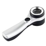 Handheld 10X Magnifier Loupe Optical Glass Magnifying Glass with Light Scale Magnifying Jewelry Loupe with Measure Scale