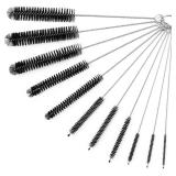 Straw Cleaner Brushes Sets, 12 Pieces 8.2 Inch Botthle Cleaning Brush and Nylon Tube Brush Brush Kit for Sippy Cup, Tumbler, Water Bottle, Drinking Straw (Black)