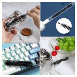 Straw Cleaner Brushes Sets, 12 Pieces 8.2 Inch Botthle Cleaning Brush and Nylon Tube Brush Brush Kit for Sippy Cup, Tumbler, Water Bottle, Drinking Straw (Black)