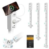 Electrical Outlet Extender Stick Features 2 USB-A, 1 USB-C and 2 AC Outlets,Can Extend in Four Directions,Segmented Extension,Extends 17\"/26\"/35\",Wall Outlets Expander Nightstands, Sofa and More.