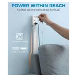 Electrical Outlet Extender Stick Features 2 USB-A, 1 USB-C and 2 AC Outlets,Can Extend in Four Directions,Segmented Extension,Extends 17\"/26\"/35\",Wall Outlets Expander Nightstands, Sofa and More.