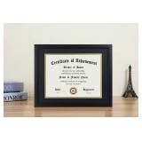 ELSKER&HOME 8.5x11 Certificate Frame - Classic Black Color Frame - Displays Diploma 8.5x11 Inch with Mat - 11x14 Inch Without Mat - For Document/Photo(Double Mat - Matte Black with Gold Rim)