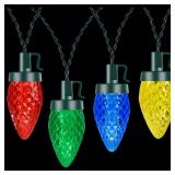 Battery Operated Christmas Lights, 16.5FT 4 Color 50 Bulbs LED Outdoor String Light, 8 Light Modes Xmas Tree Decor Indoor Lights for Holiday Season Christmas Wreath Garland Tree Fireplace Decorations