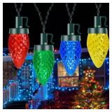 Battery Operated Christmas Lights, 16.5FT 4 Color 50 Bulbs LED Outdoor String Light, 8 Light Modes Xmas Tree Decor Indoor Lights for Holiday Season Christmas Wreath Garland Tree Fireplace Decorations