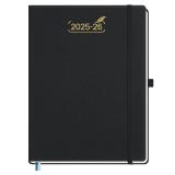 BEZEND 2026 Planner Weekly and Monthly (8.5\" x 11\"), Large 2-Column Calendar Book (Jul 25-Dec 26), Dual Schedule for Daily Appointment, Inner Pocket & Tabs, PU Leather Hardcover - Black
