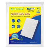 TICONN 2PK Plastic Mattress Bag for Moving Storage, Waterproof Mattress Protector Cover, Heavy-Duty Mattress Moving Supplies (1.5 mil, Twin)