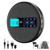 M-Amazup CD Player Portable, Rechargeable Portable CD Player with Dual Speakers and Anti Skip,CD,USB,AUX,LCD Display,Backlit Button,5 EQ,A-B Repeat,10 Speeds for Home Car Fabric, Black